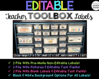 Teacher Toolbox Labels - EDITABLE With Bright Neon Colors