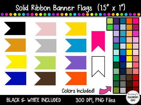 Solid Banner Flag Clipart Ribbon Journal Flag Tabs Etsy