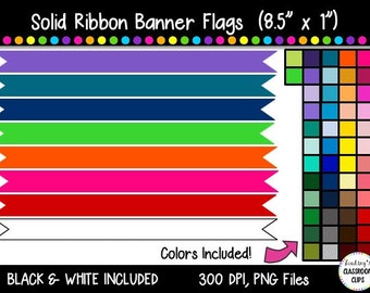 Solid Banner Flag Clipart / Ribbon Journal Flag Tabs - 8.5&quot; X 1&quot;