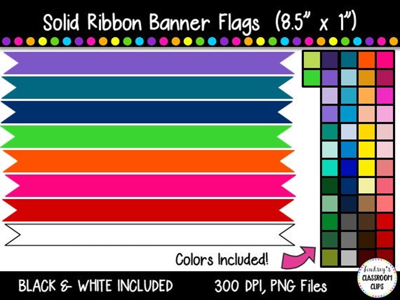 Solid Banner Flag Clipart / Ribbon Journal Flag Tabs Etsy