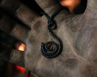 Hand forged The Swan of Tuonela pendant. Comes supplied with a high quality elk leather thread.