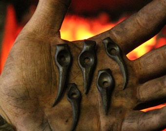 Hand Forged Wolf/Bear Tooth Pendant: Elk Leather Thread