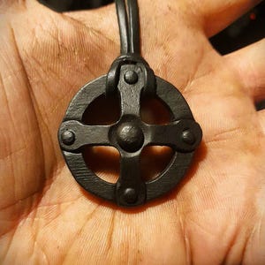 Hand Forged Sun Cross Pendant: Celtic Norse Talisman
