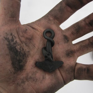 Hand Forged Mjolnir Pendant: Thor&#39;s Hammer with World Serpent