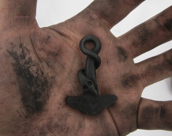 Hand Forged Mjolnir Pendant: Thor&#39;s Hammer with World Serpent
