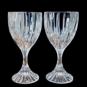 Two Gorgeous Mikasa Vintage Park Lane Ribbed Wine Glasses