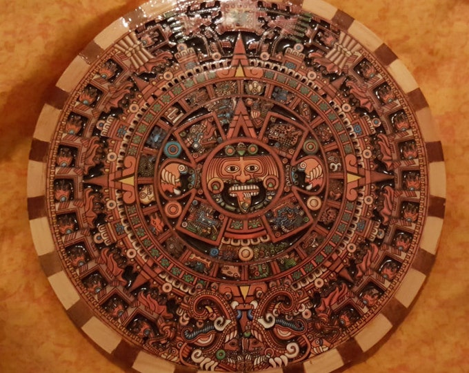 Mayan Aztec Calendar Carved Wood, Wall Calendar, Aztec Wall Art