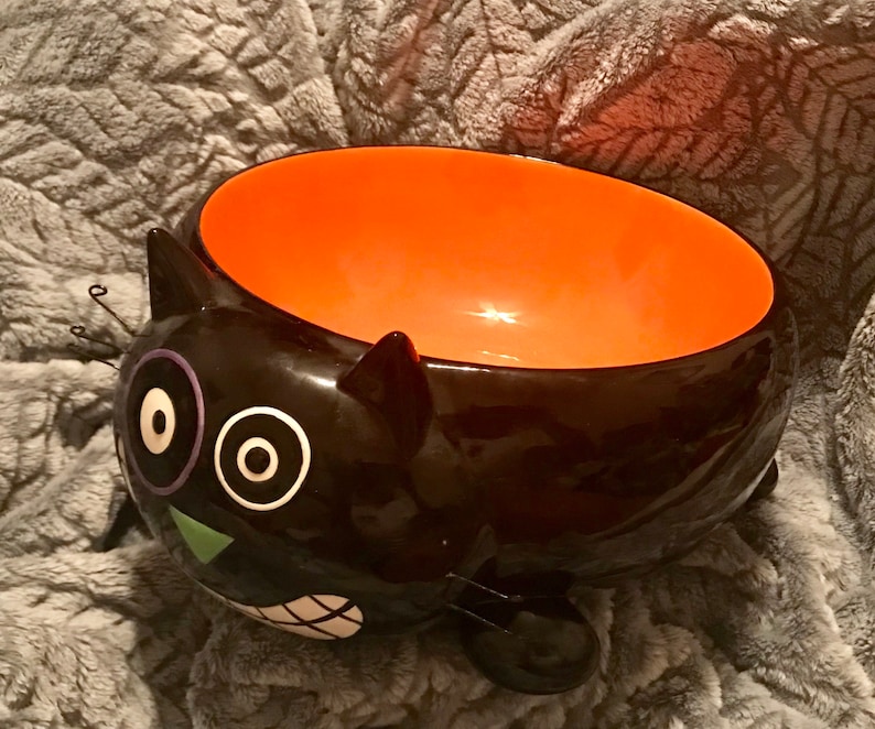 Large Halloween Black Cat  Candy Bowl
