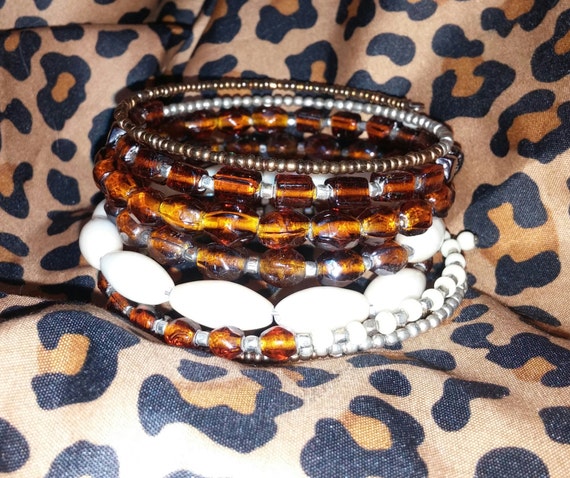 Multi Strand Memory Wire Cuff Strap Bracelet With… - image 3