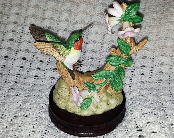 Vintage Porcelain Hummingbird Figurine Music Box Arnart Imports