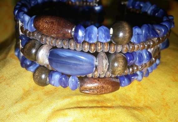 Vintage Multi Strand Memory Wire Cuff Bracelet wi… - image 4