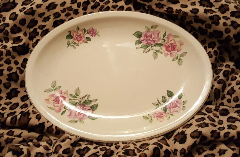 Exquisite Vintage Paden City Pottery Serving Platter Pink Roses 50's Etsy
