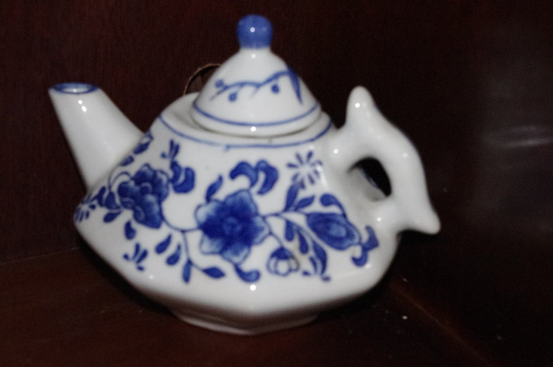 Vintage Blue and White Ceramic Nantucket Teapot Etsy