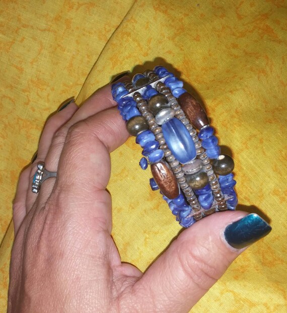 Vintage Multi Strand Memory Wire Cuff Bracelet wi… - image 5