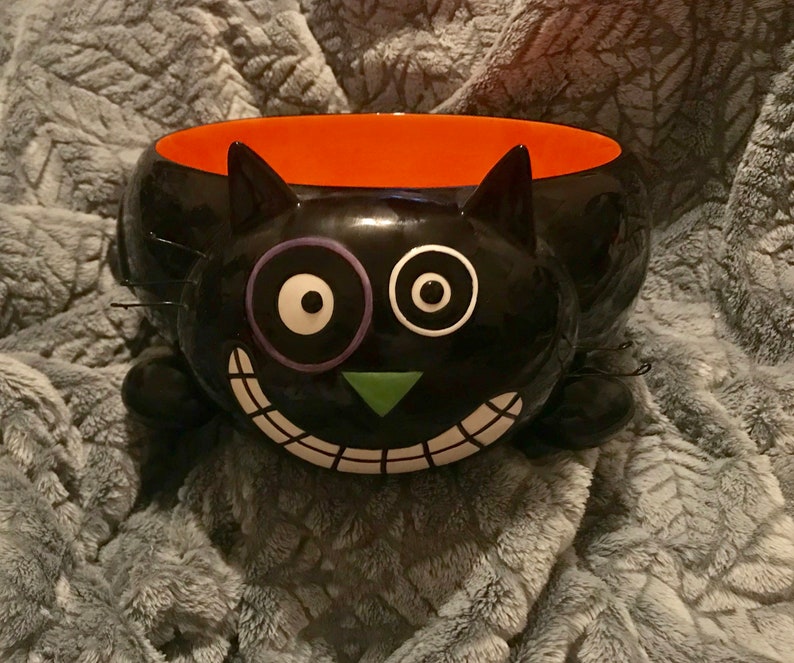 Large Halloween Black Cat Candy Bowl