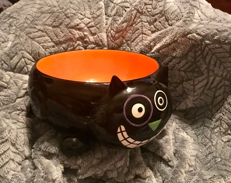Large Halloween Black Cat Candy Bowl