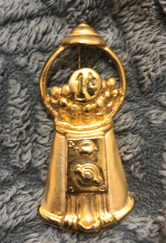 AJC 1 Cent Gumball Machine Gold Tone Brooch Free Ship… Gem