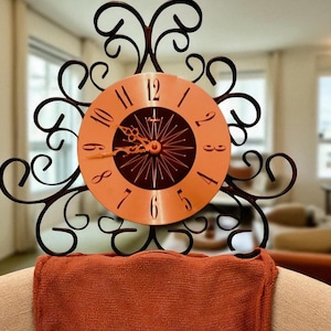 Empire Wrought Iron Scroll Electric Wall Clock Vintage 1960s Mid Century Clock Does Not Work Properly Great For Parts or Restoration