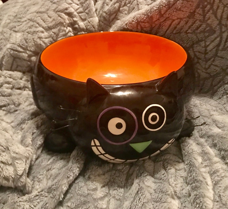Large Halloween Black Cat Candy Bowl