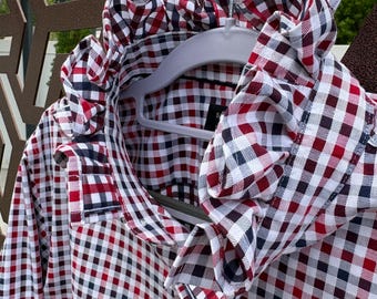 Upcycled ruffle collar shirt