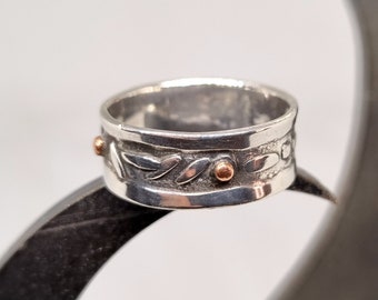 Forged Silver Ring with copper dots. EU size - 56.5