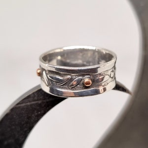 Forged Silver Ring with copper dots. EU size 56.5 image 1