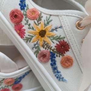 Summer bouquet - bespoke embroidered shoes - Bespoke flower sneakers, bridal canvas trainers, wedding shoes