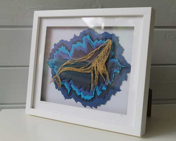 Whale sketch papercut art