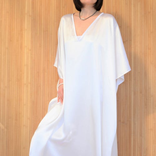 faldt Kedelig kondensator White Silk Kaftan Dress Maxi Caftan Robe Plus Size Silk | Etsy