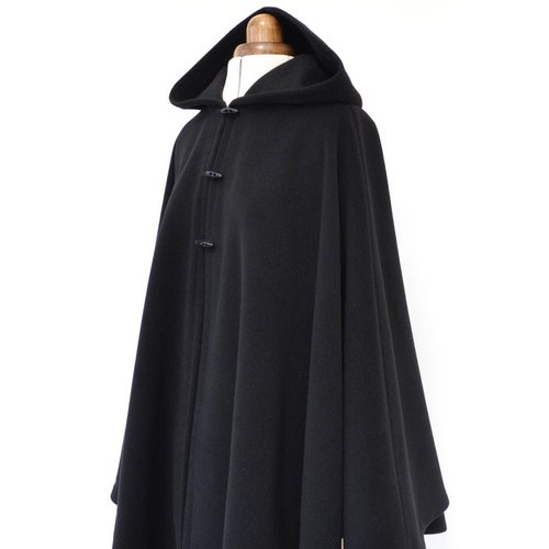 Black Oversized Wool and Cashmere Cape Coat Handmade - Etsy