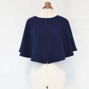 Handmade Wool Cashmere Capelet: Navy Blue Evening Shrug