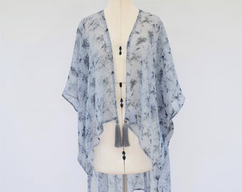 Women's Silk Kimono Jacket, Elegant Evening Cover Up, Open Front Kaftan