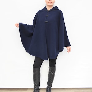 Navy Blue Wool Cape Etsy Canada