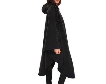 XXL Brown Black Green CAPE Polar Fleece Lined Satin Warm Cloak Men/'s Women/'s M