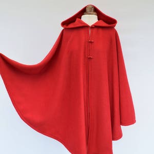 Burgundy or Red Hooded Cloak, Soft Fleece Cape Coat for Women Plus Size or Standard Size, Handmade in Scotland image 7