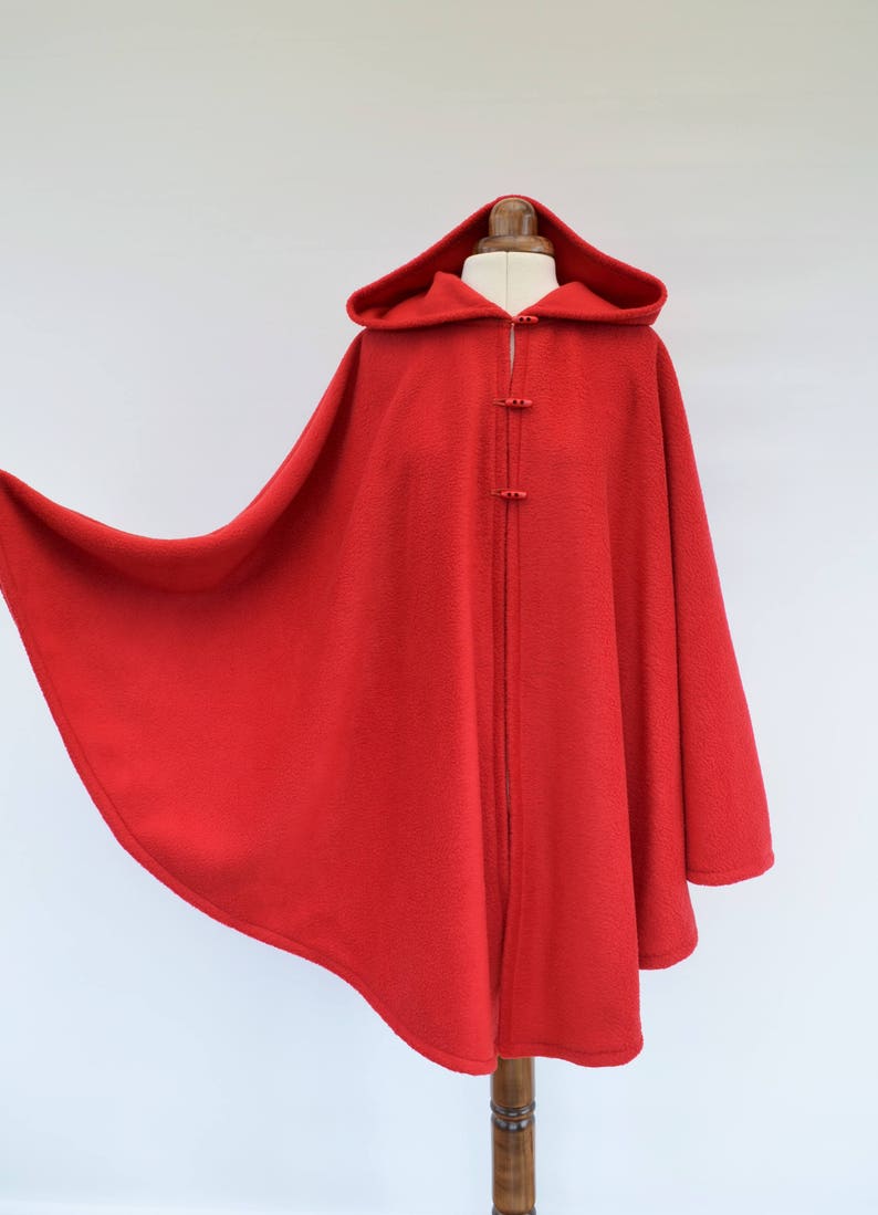 Burgundy or Red Hooded Cloak, Soft Fleece Cape Coat for Women Plus Size or Standard Size, Handmade in Scotland image 7