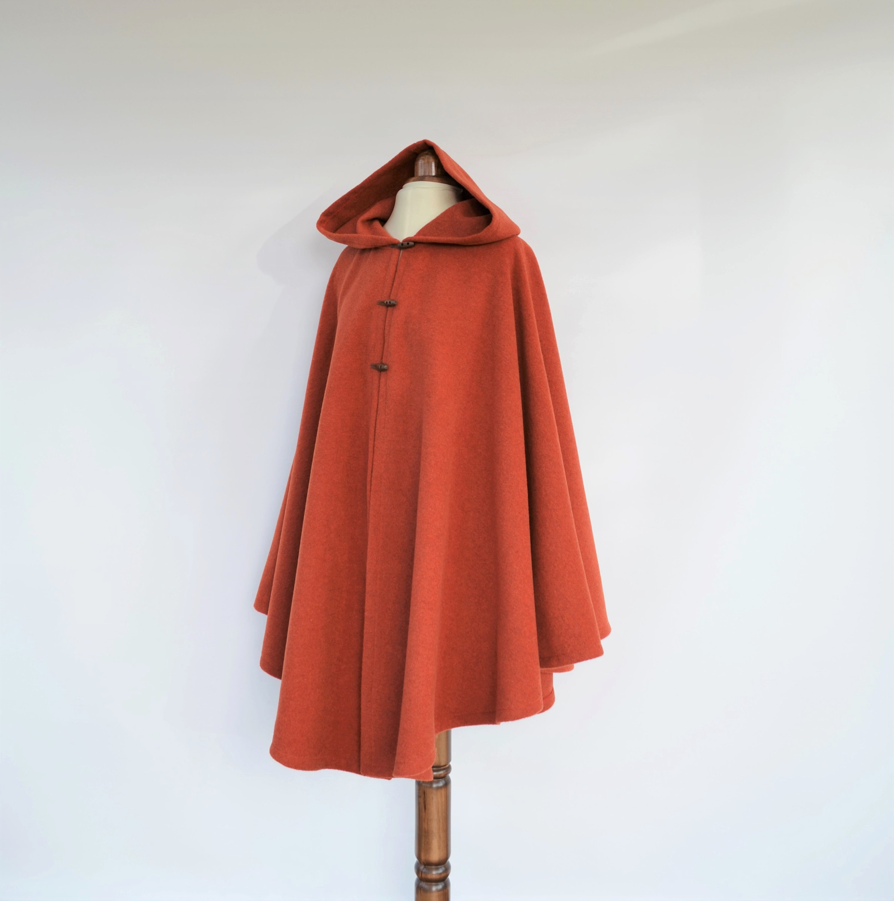 Orange Autumn Poncho Jacket, Hooded Wool Cape Coat - Etsy