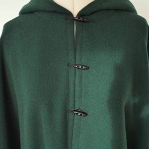 Dark Green Wool Cloak, Wool Hooded Cape Coat in Standard Size or Plus ...