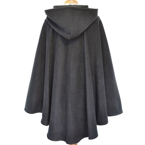 Womens' Black Handmade Cape, Black Hooded Cloak, Plus Size or Standard Size Cape Coat, Hooded Poncho image 4