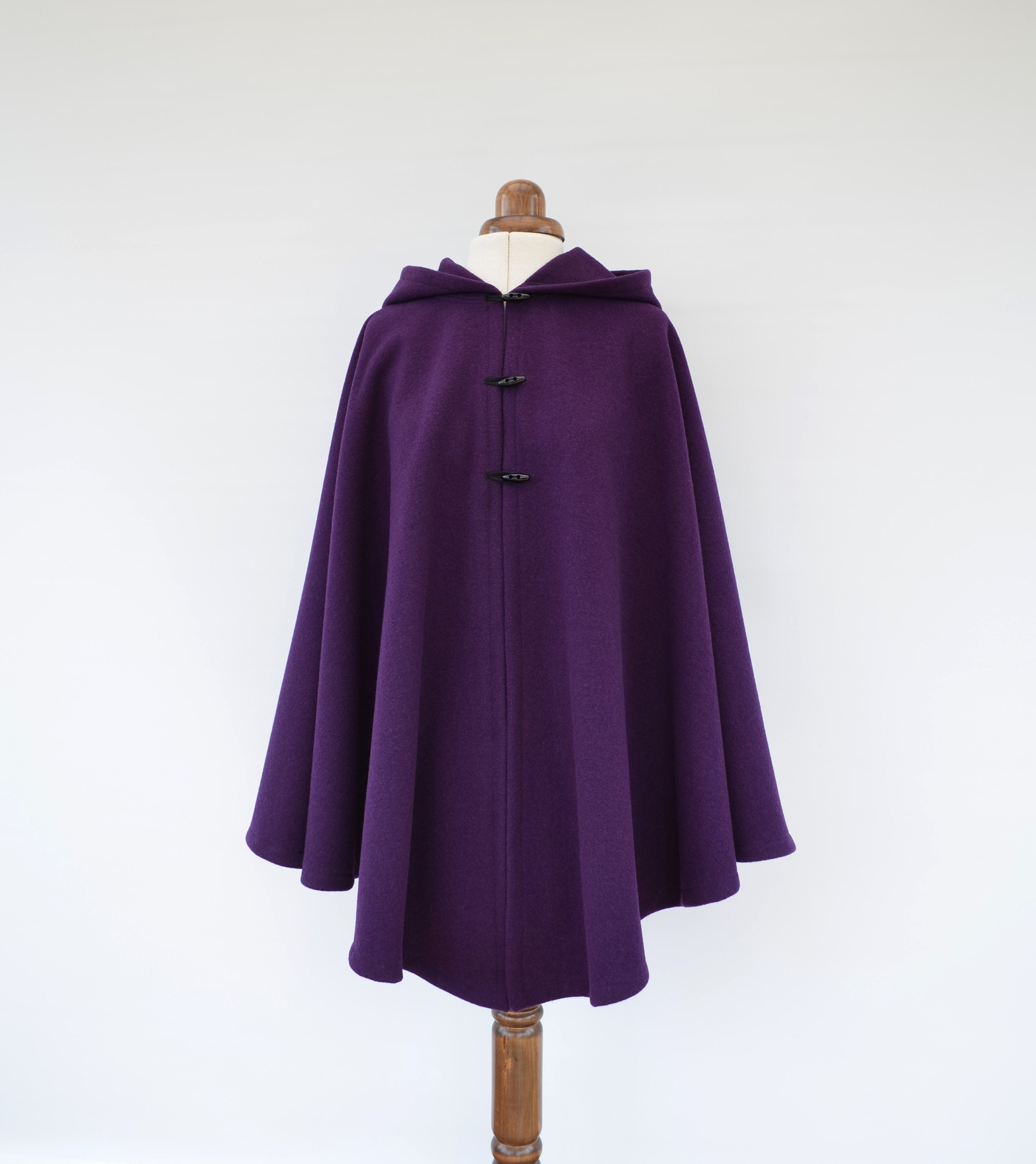 Purple Wool Cloak Cashmere Hooded Cape Jacket Purple Wool | Etsy