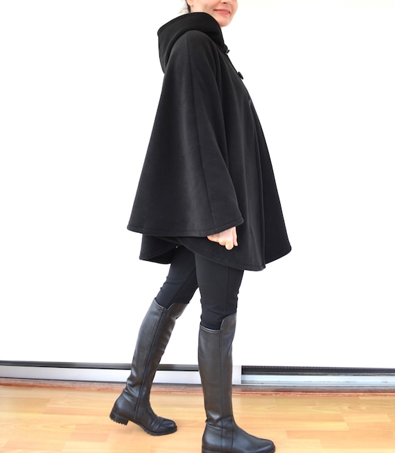 Navy Blue Cape Coat, Women's Hooded Cloak, Blue Hooded Navy Blue Cape Coat, Women's Hooded Cloak, Blue Hooded