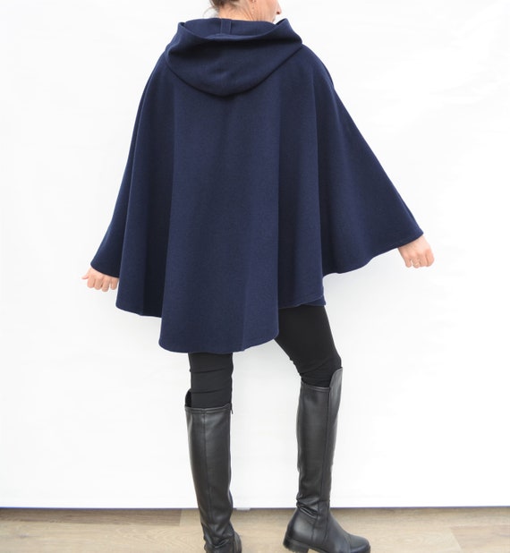 Mink Fur Sweater Poncho Cape Bolero Jacket Coat Women's Dark Blue