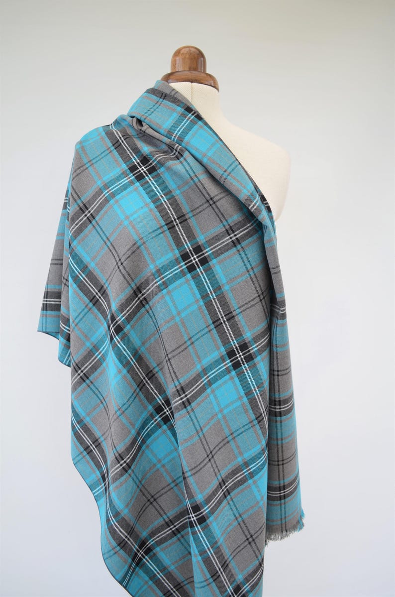 Scottish Tartan Shawl Large Plaid Blanket Scarf Turquoise Etsy