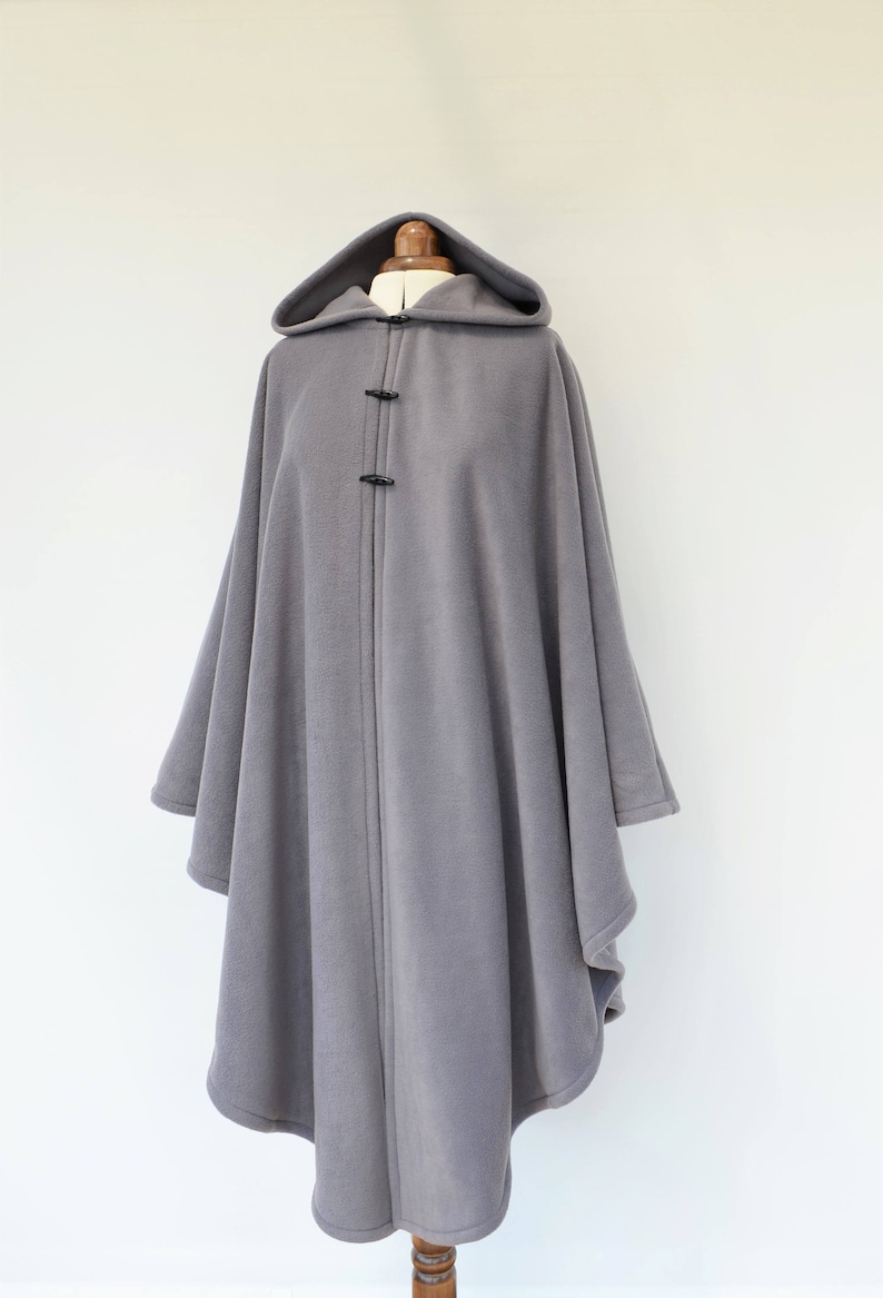 Long Black Hooded Cape Polar Fleece Poncho Medieval Style Etsy