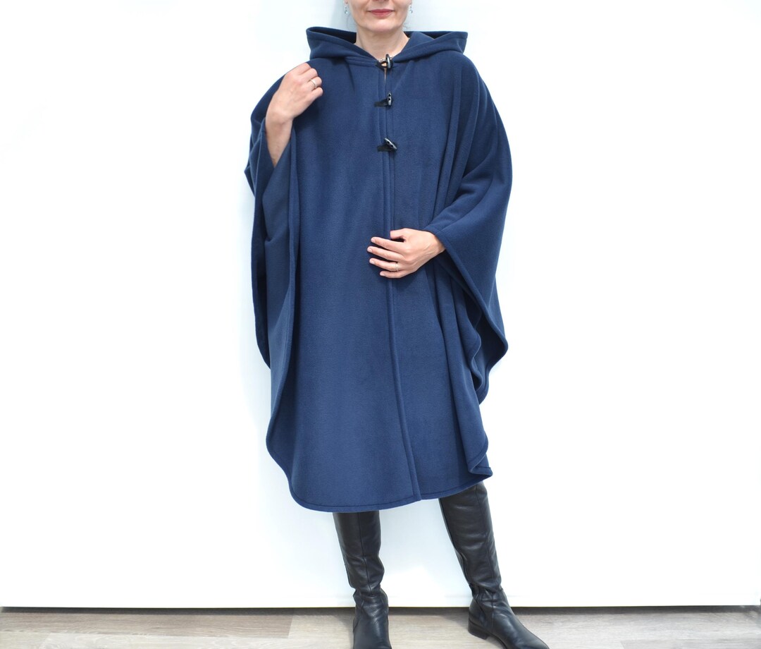 Poncho Cape Femme Hiver - Polaire Doublée - Long Et Chaud - Taille Grande - Imperméable - Multi-usages