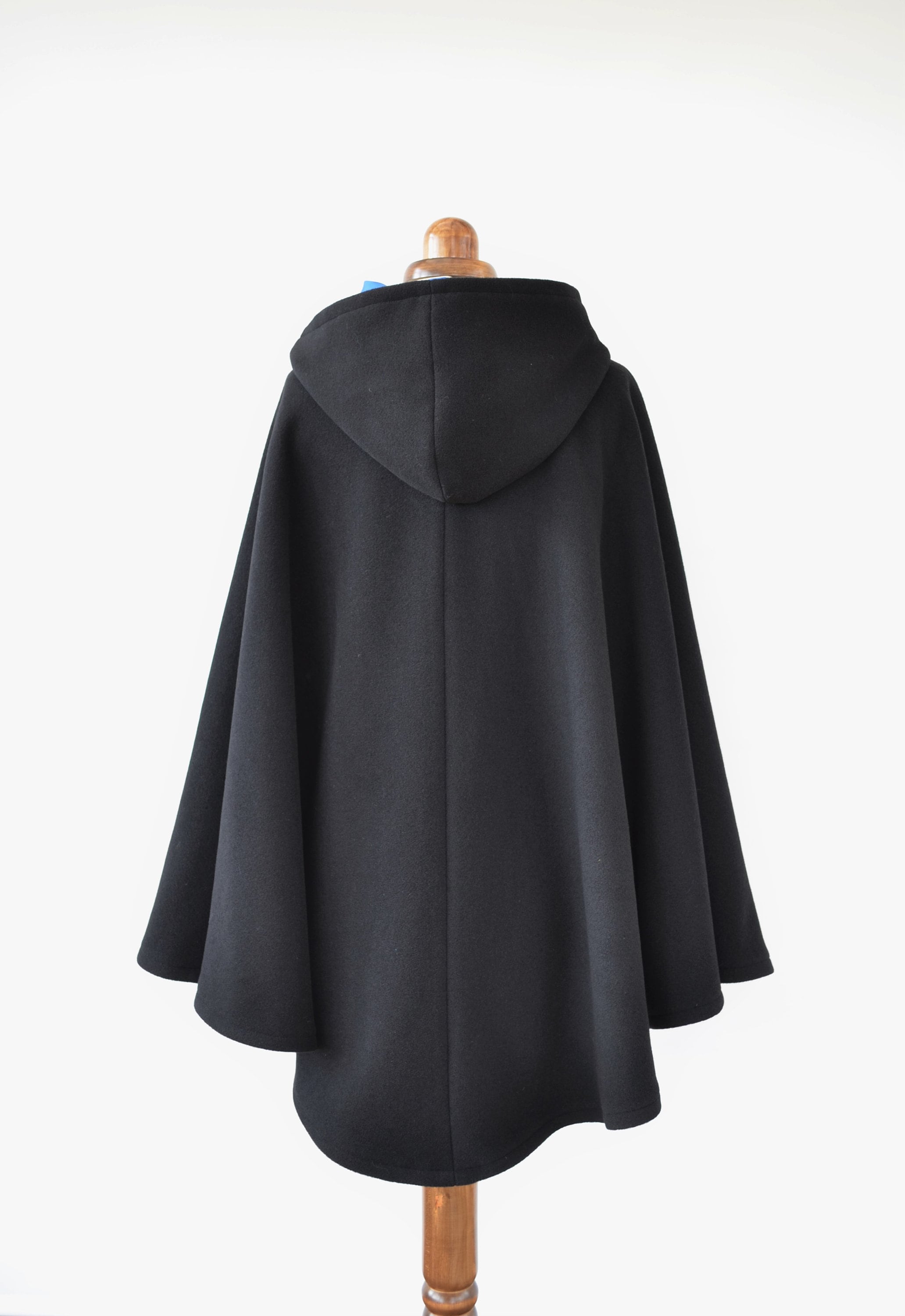Black Wool Hooded Cloak Lined Hooded Cape Coat Medieval | Etsy