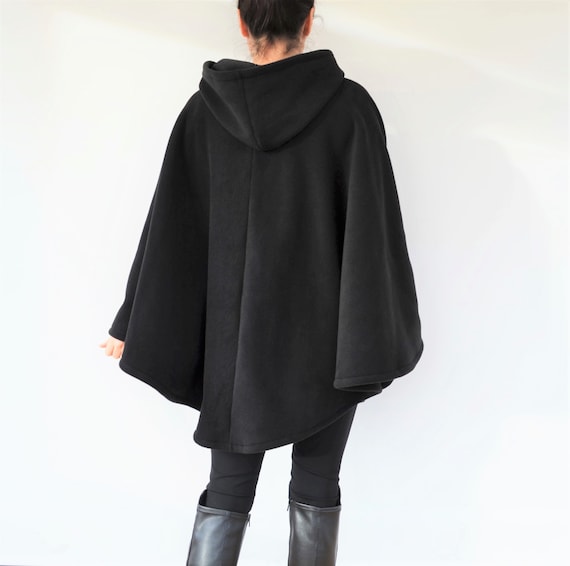 Black Hooded Lined Hooded Coat - Etsy België
