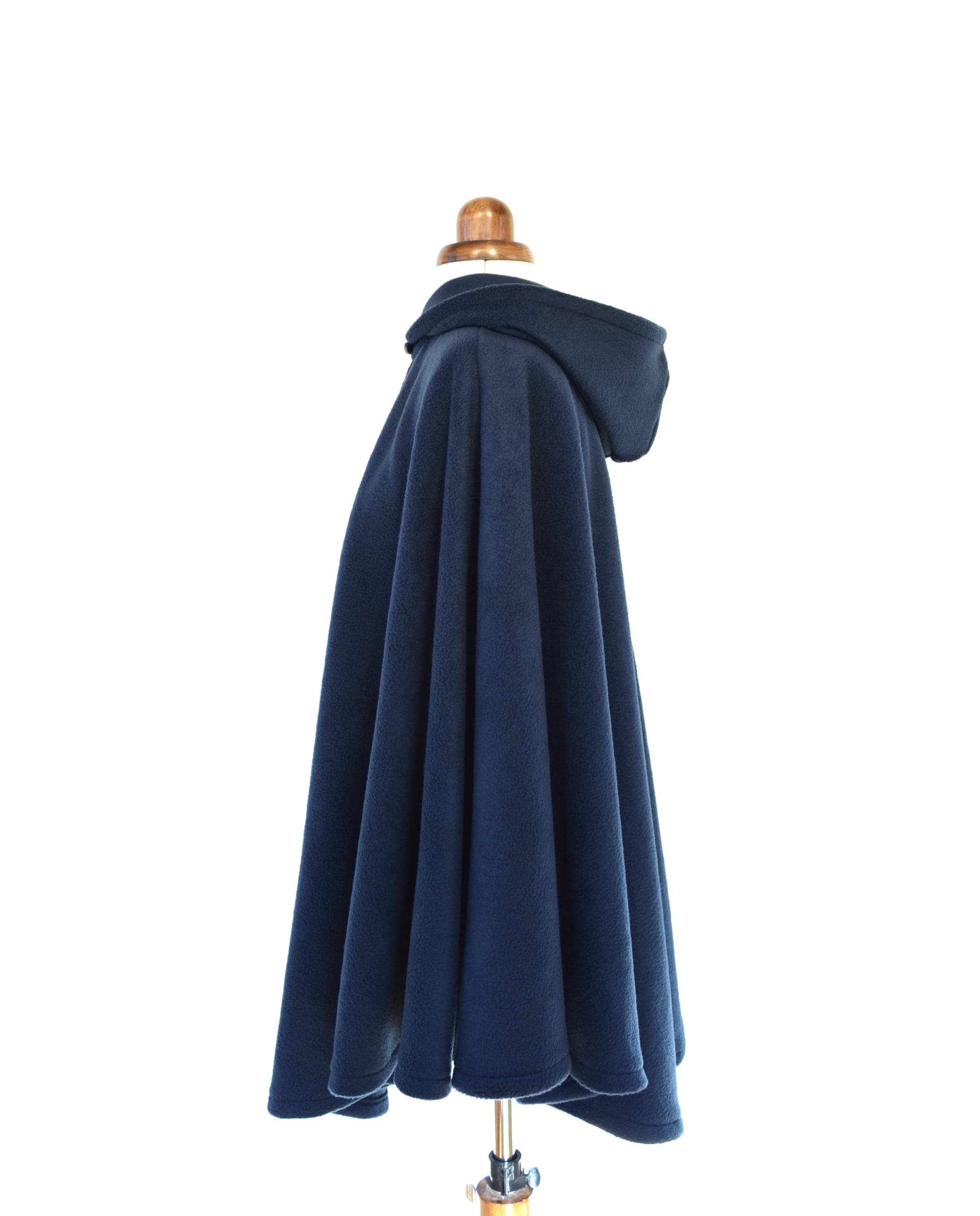 Navy Blue Cape Coat, Women's Hooded Cloak, Blue Hooded