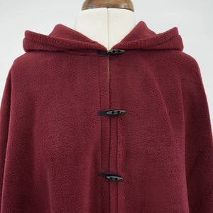 Burgundy or Red Hooded Cloak, Soft Fleece Cape Coat for Women Plus Size or Standard Size, Handmade in Scotland image 5