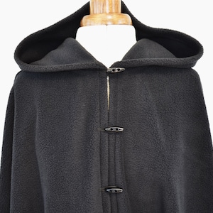 Womens' Black Handmade Cape, Black Hooded Cloak, Plus Size or Standard Size Cape Coat, Hooded Poncho image 5